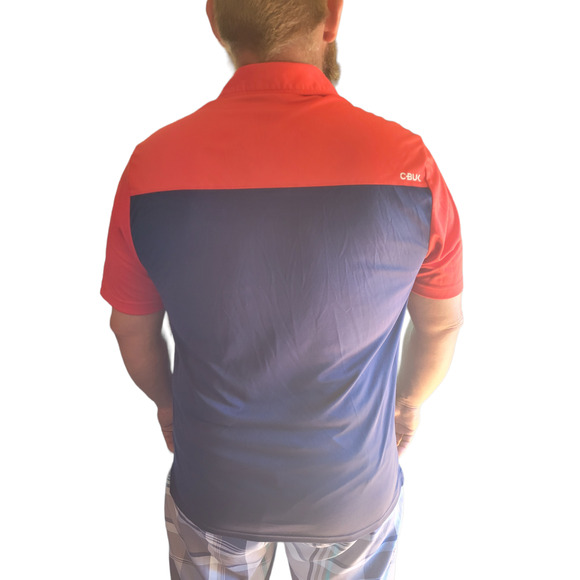 Cutter & Buck CBUK Mens Red White Blue Polo Shirt Size Large Colorblock Golf USA - Picture 4 of 10